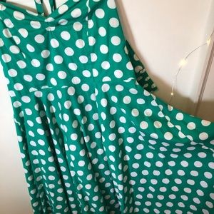 Retro Emerald Green Polka Dot Dress